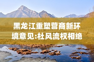 黑龙江重塑营商新环境意见:杜风流权相绝一味罚款一罚了事
