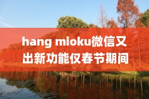 hang mioku微信又出新功能仅春节期间开放？网友评论亮了