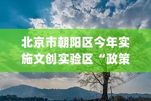 北京市朝阳区今年实施文创实验区“政策50条”